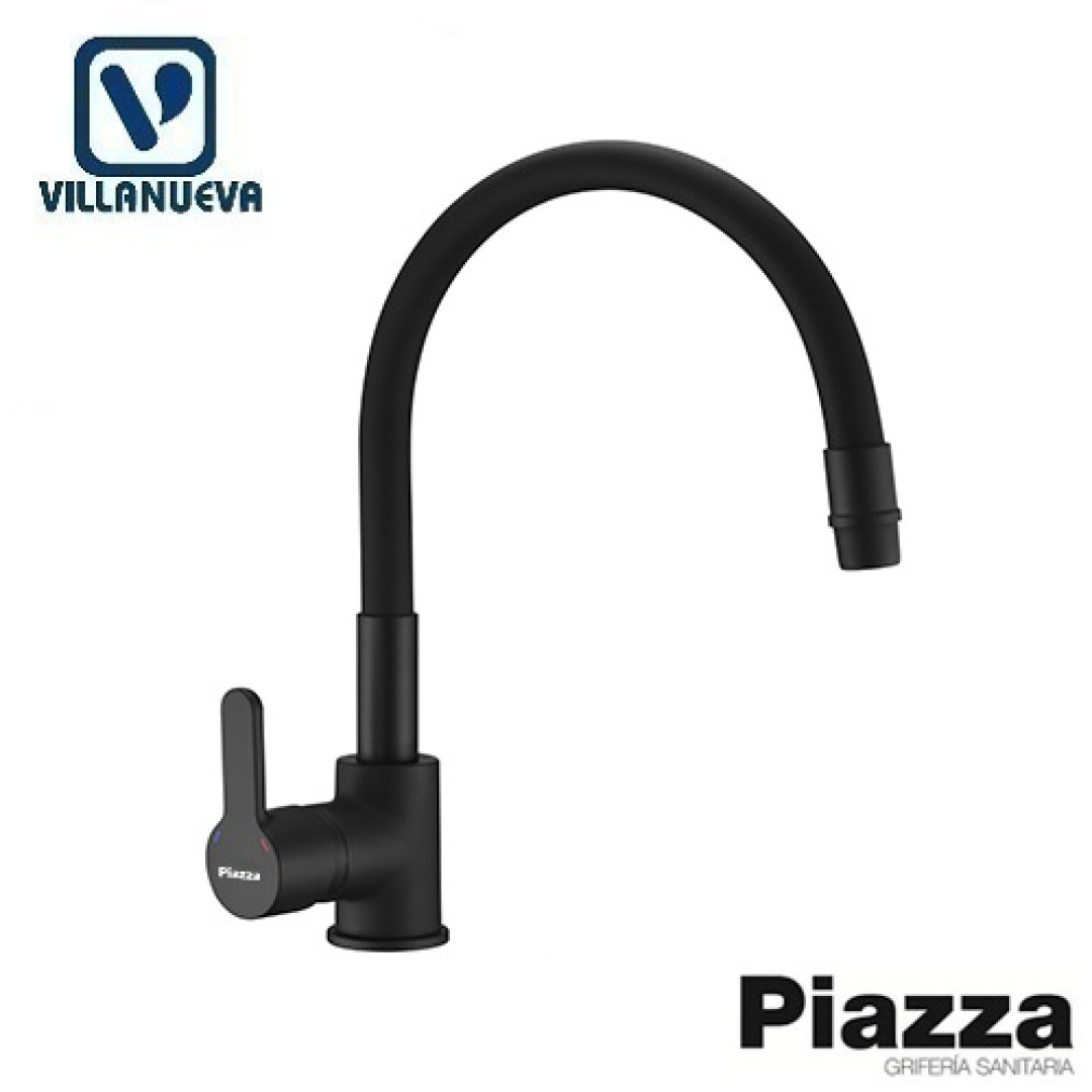 GRIFERIA EMBLEM  COCINA MESADA  CUERPO , LEVA Y MANGUERA NEGRO PIAZZA 10017NE